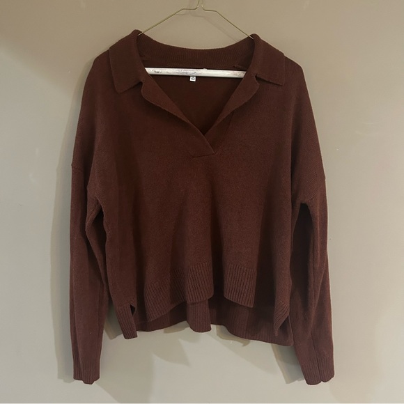 Madewell Sweaters - Madewell David Polo Sweater, red/brown, Size Medium